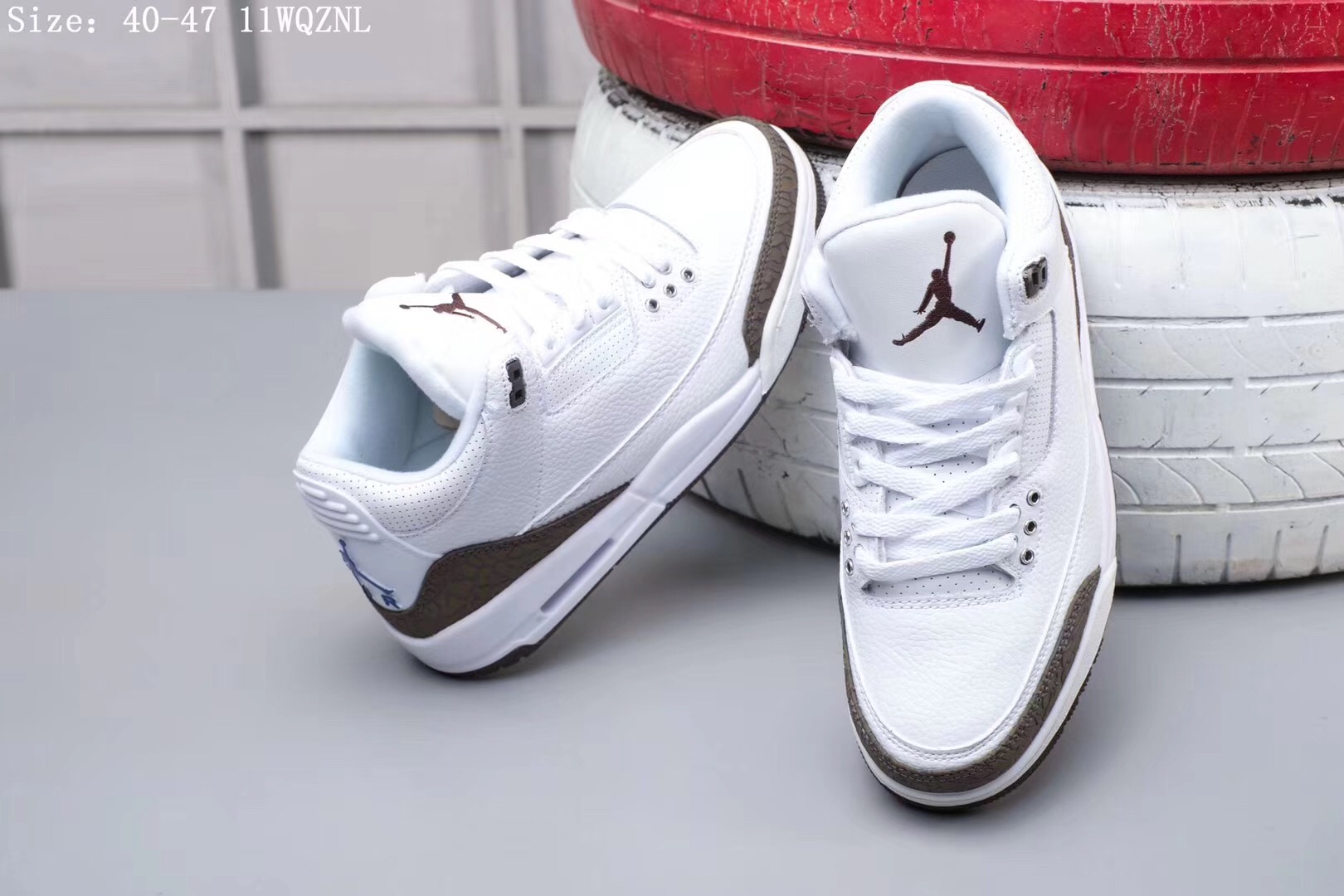 Original Air Jordan 3 White Brown Shoes
